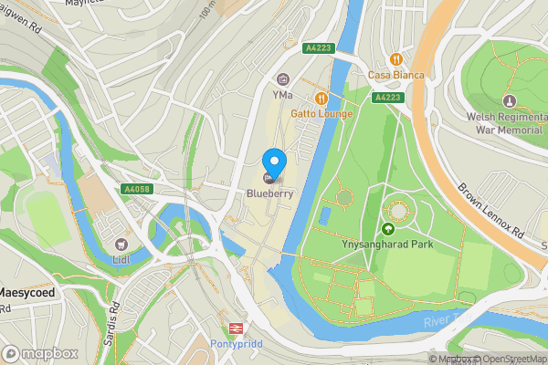 Map location for Merlin Hotel, Pwllgwaun Road, Pontypridd, CF37 1HH