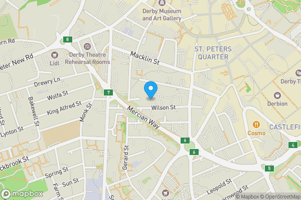 Map location for Flat 3 14 Wilson Street, Derby, Derbyshire, DE1 1PG