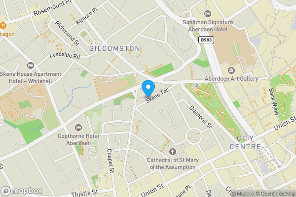 Map location for Flat 1, 48 Skene Terrace, Aberdeen, Aberdeenshire AB10 1RP