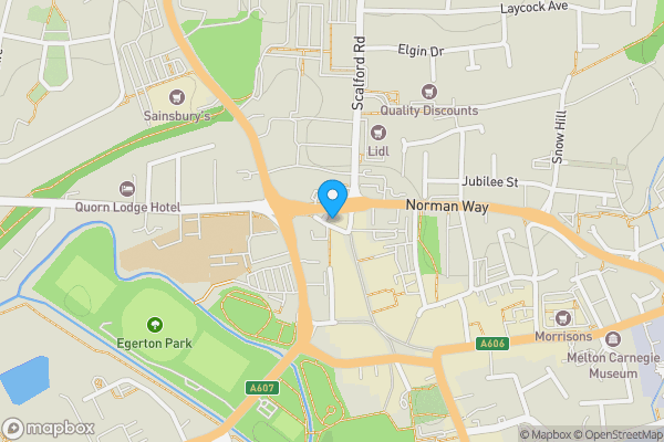 Map location for 8a, 10 and 12 Park Road, Melton Mowbray LE13 1TT