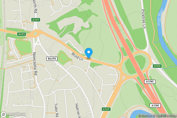 Map location for Blind Lane, Chester Le Street , DH3 4AF