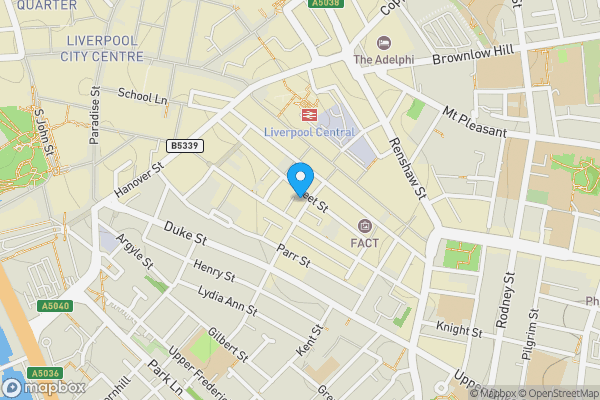 Map location for 18a Slater Street, Liverpool L1 4BS