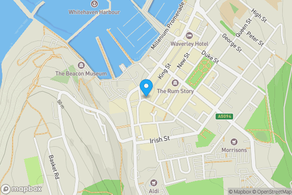 Map location for 17 King Street, Whitehaven, Cumbria, CA28 7LA