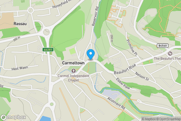 Map location for Land and buildings at Church Crescent, Beaufort, Ebbw Vale, NP235PE