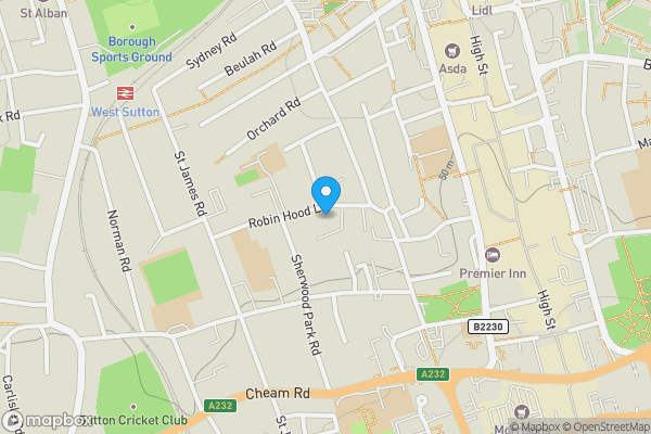 Map location for Flat 41 Marian Court, Robin Hood Lane, Sutton, Surrey, SM1 2SB