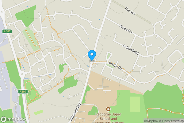 Map location for Part of Land on the East Side of Flitwick Road, Ampthill, Central Bedfordshire, MK45 2AW