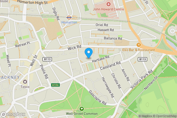 Map location for Flat 11 Granard House, Bradstock Road, Hackney, London, E9 5BN