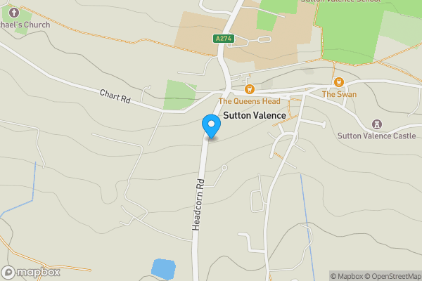 Map location for Belringham, Headcorn Road, Sutton Valence Hill, Sutton Valence, Kent, ME17 3AR