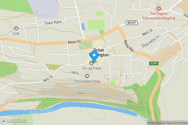 Map location for 18 South Street, Torrington, Devon, EX38 8AA