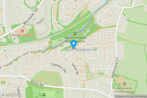 Map location for 16 Mead Close, Romsey, Hampshire, SO51 5QX