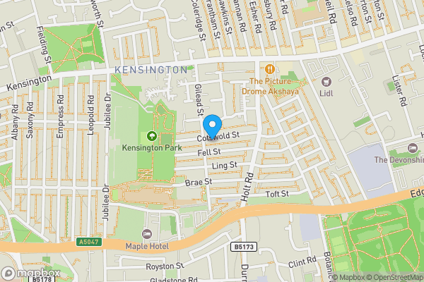 Map location for 47 Cotswold Street, Liverpool L7 2PY
