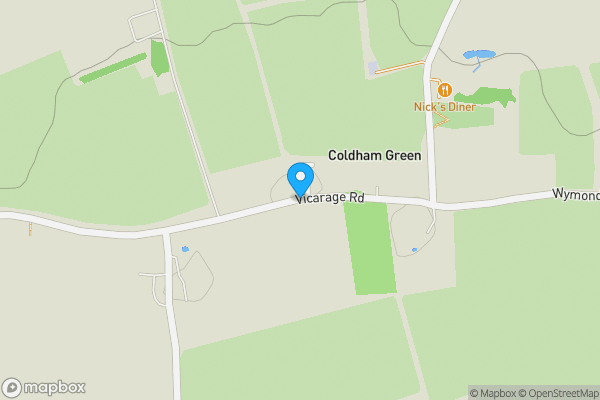 Map location for Vicarage Road, Wymondham, Norfolk, NR18 9DR