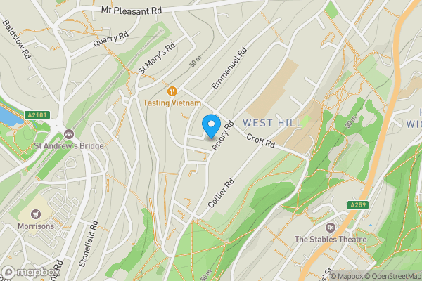 Map location for 99a Priory Road, Hastings, East Sussex, TN34 3JG