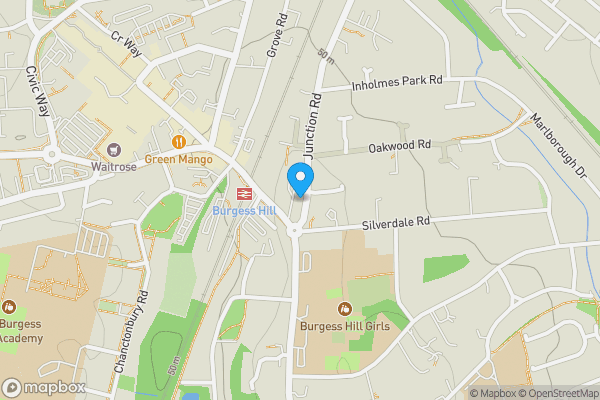 Map location for Flat 1, 13 Junction Road, Burgess Hill, West Sussex, RH15 0HR