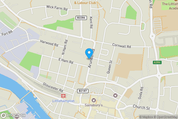 Map location for Flat A, 67 Arundel Road, Littlehampton, West Sussex, BN17 7DE