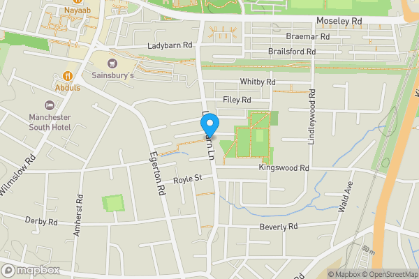 Map location for Ladybarn Lane, Manchester, M14