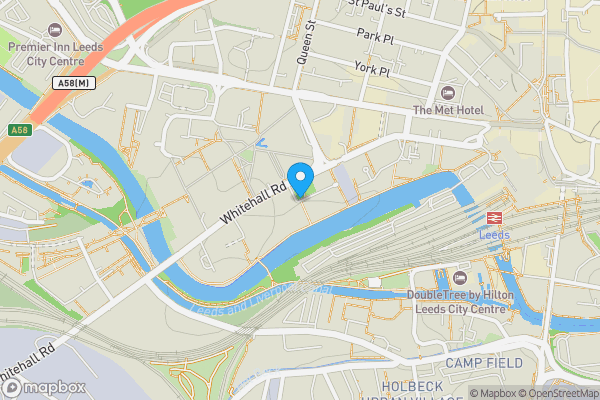 Map location for Riverside Way, West Yorkshire, LS1 4EE