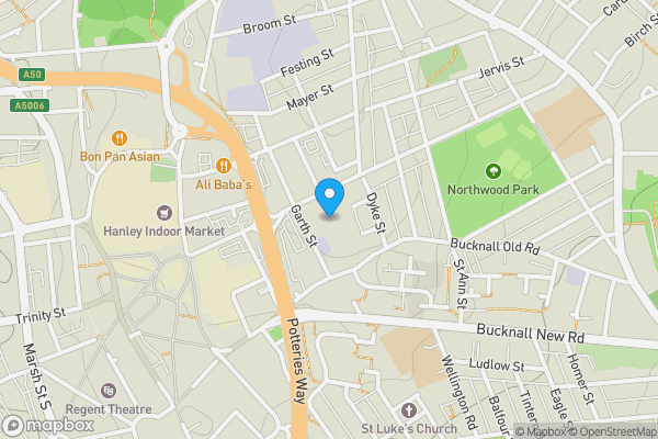 Map location for 15 Huntbach Street, Stoke-On-Trent, Staffordshire, ST1 2BN