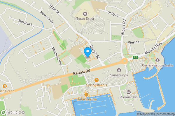 Map location for 36, Davys Street, Carrickfergus, County Antrim, BT38 8BN