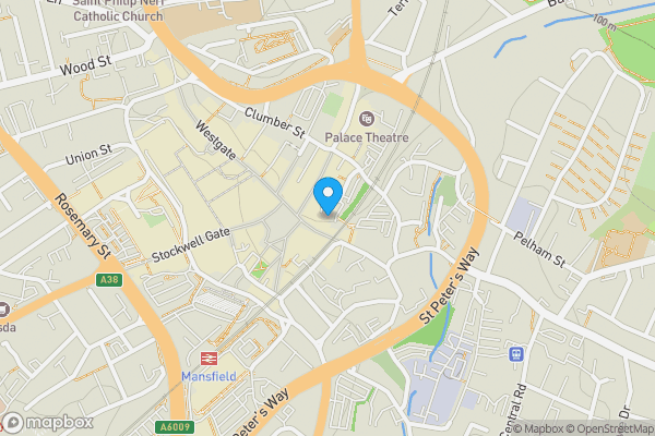 Map location for 9 Church Street, Mansfield, Nottinghamshire, NG18 1AF