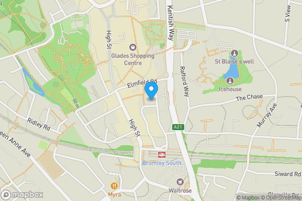 Map location for Flat 10, Elizabeth Wheeler House, 19, The Mall, BROMLEY, Kent, BR1 1TT