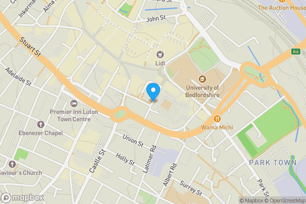 Map location for Flat 13, 17-19 Park Street West, Luton, Bedfordshire, LU1 3BE