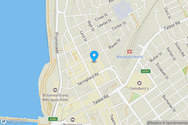 Map location for The Hotel Blackpool, 22-24 Lord St, Blackpool, Lancashire FY1 2BD