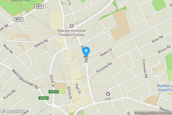 Map location for Flat 8 Denbeigh House, Rectory Road, Rushden, Northamptonshire, NN10 0AT