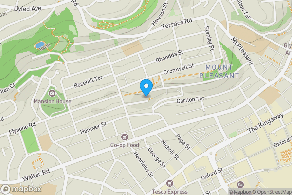 Map location for 16 Oaklands Terrace, Mount Pleasant, Abertawe, Swansea, SA1 6JJ