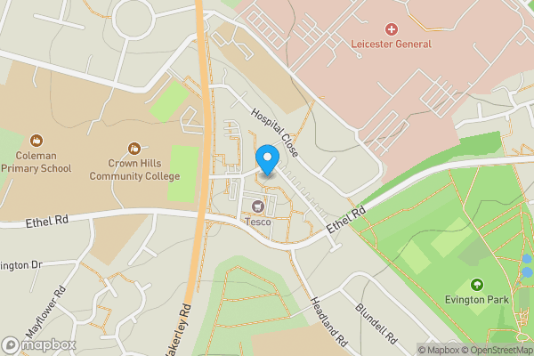 Map location for 131 Carrick Point, Falmouth Road, Evington, Leicester, LE5 4WN