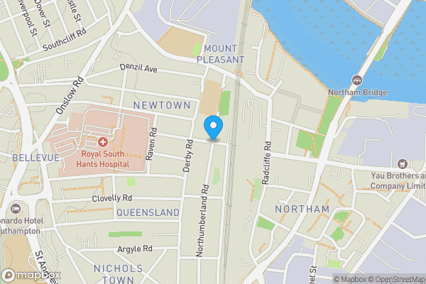 Map location for Northumberland Road, Southampton, Hampshire, SO14 0EQ
