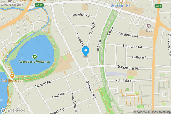 Map location for Flats 1-4 Longner Court & 6 Garages, Cranwich Road, Stamford Hill, London N16 5HY