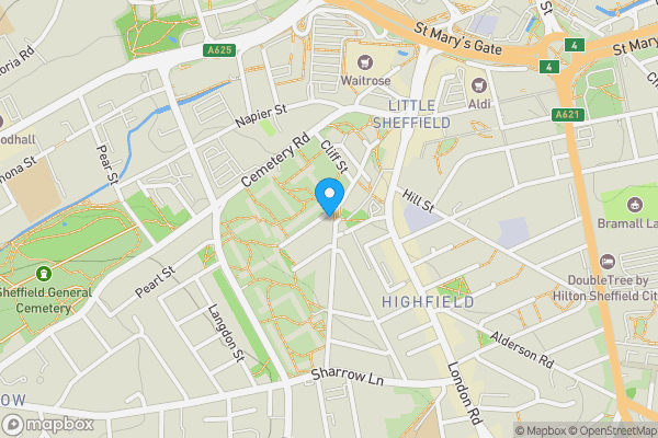 Map location for 42 Club Garden Road, Sheffield, S11 8BU