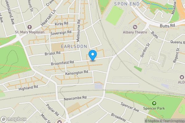 Map location for 42 Broomfield Road, Coventry, West Midlands, CV5 6JX