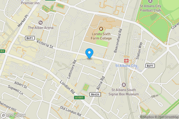 Map location for 102 & 102B  Victoria Street, St. Albans, Hertfordshire, AL1 3TG