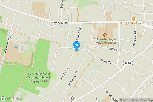 Map location for Flat 5 2 Victoria Road, Colchester, Essex, CO3 3NT