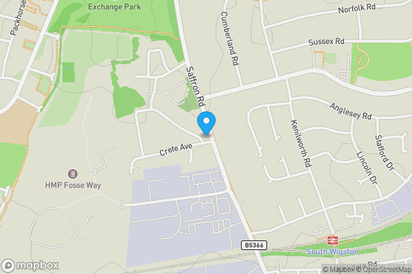Map location for South Cottage, Saffron Road, Wigston, LE18 4UQ