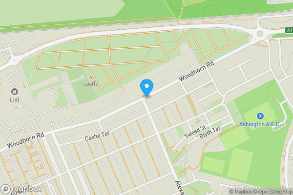 Map location for Woodhorn Road, Ashington , NE63 9EU