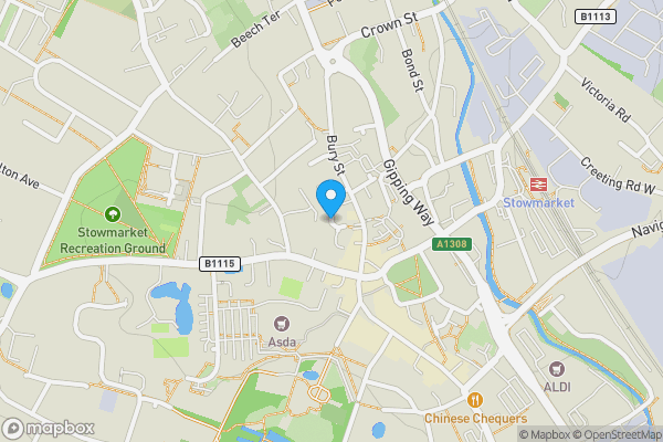 Map location for Thurlow Court, Stowmarket, Suffolk, IP14 1HZ