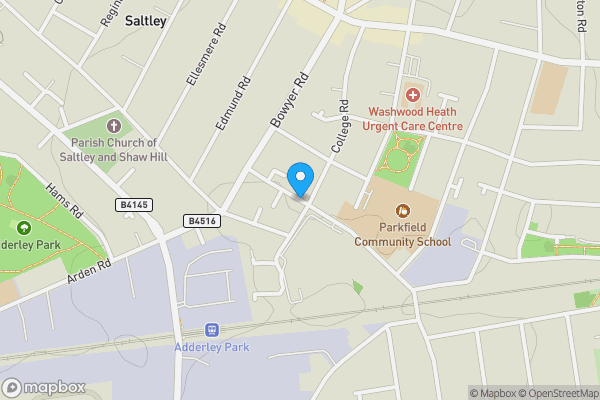 Map location for Flat 43 College House, Bridge Road, Birmingham, West Midlands, B8 3TE
