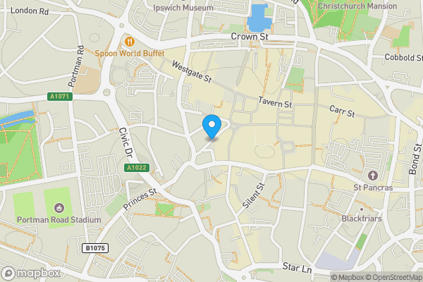 Map location for 14 Princes Street, Ipswich, Suffolk, IP1 1QT