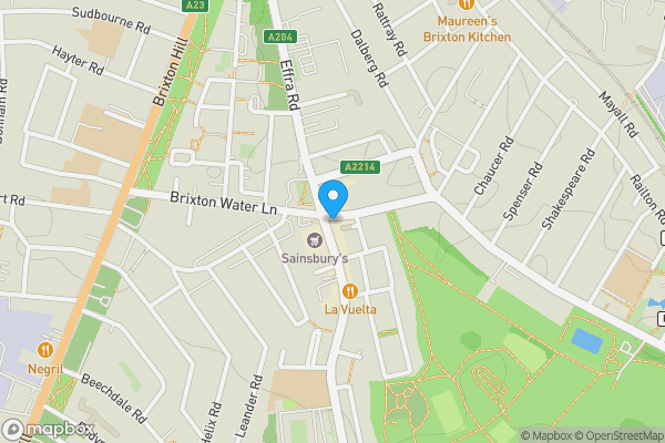 Map location for Top Floor Flat, 1 Tulse Hill, Brixton, London, SW2 2TH
