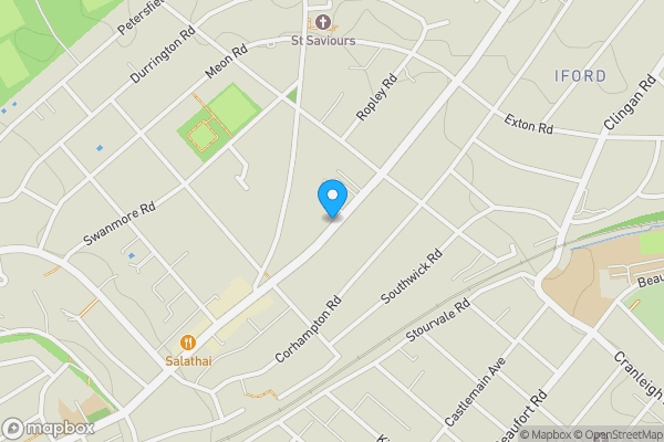 Map location for 1188 Christchurch Road, Iford, Bournemouth, bh76dy