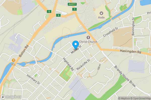Map location for Mosley Street, BLACKBURN, Lancashire, BB2 3ST