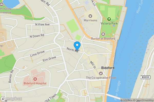 Map location for North Road, Bideford, EX39 2NW