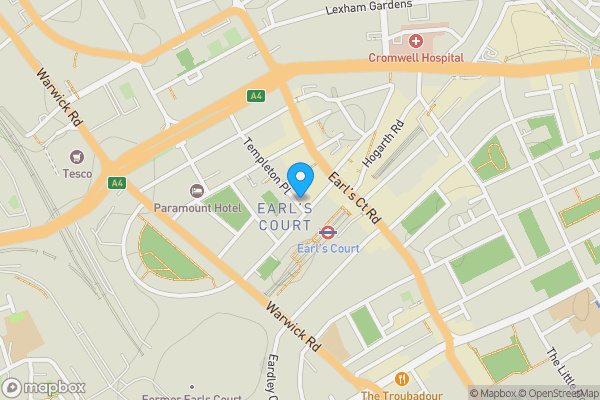 Map location for 15F Trebovir Road, Earls Court, London SW5 9LS