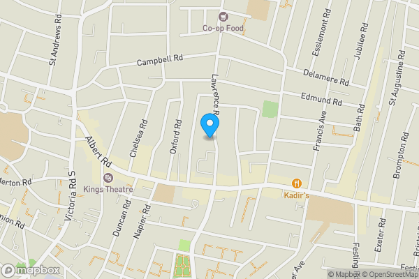 Map location for 21 Lawrence Road, Southsea, Hampshire, PO5 1NU