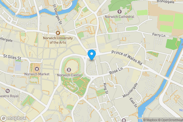Map location for Flat 21 Hardwick House, King Street, Norwich, Norfolk, NR1 1DB