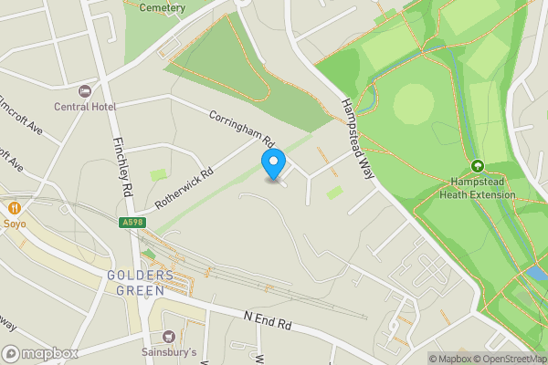 Map location for The Lodge, Corringham Court, Corringham Road, Hampstead Garden Suburb, London NW11 7BY