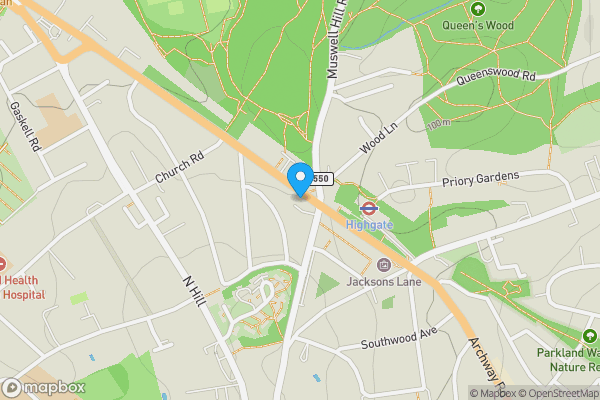 Map location for Highgate Post Office, 361 Archway Road, Highgate, London, N6 4EJ